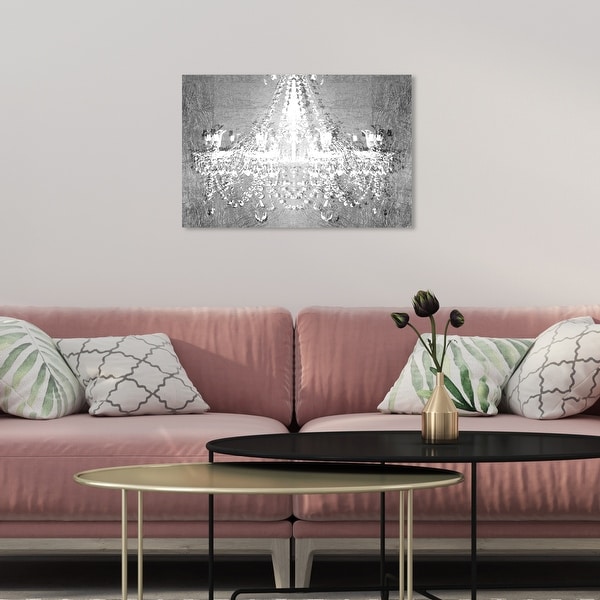 Oliver Gal 'Dramatic Entrance Chrome' Gray Glam, Fashion Chandeliers Gallery Wrapped Canvas Art