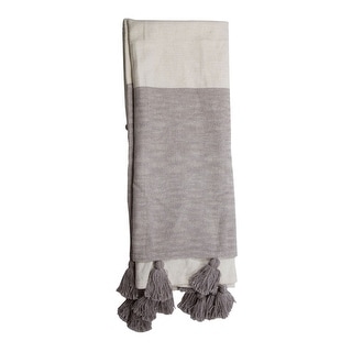 Foreside Home & Garden Gray Striped Hand Woven 50 x 60 inch Cotton Throw Blanket with Hand Tied Fringe