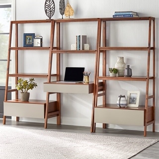 Lifestorey Nordic Ladder Desk and Bookshelf 3-Piece Set