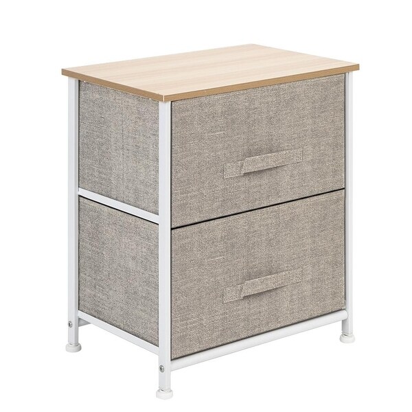 Night Stand/End Table Storage Tower with Sturdy Steel Frame,Linen