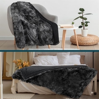 Soft Fluffy Faux Fur Bed Blanket, Tie-Dye