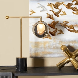 Silver Metal Orb Desk Lamp with Marble Base