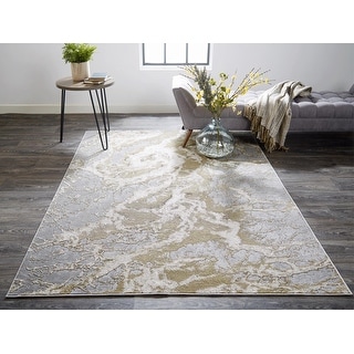 Tripoli Modern Marble Rug, Beige/Gray/Gold, Accent Rug