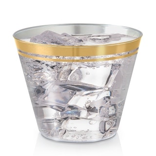 Clear Colored Rim Plastic Disposable 9 Ounce Party Cups (110 Cups) - 9 ounces