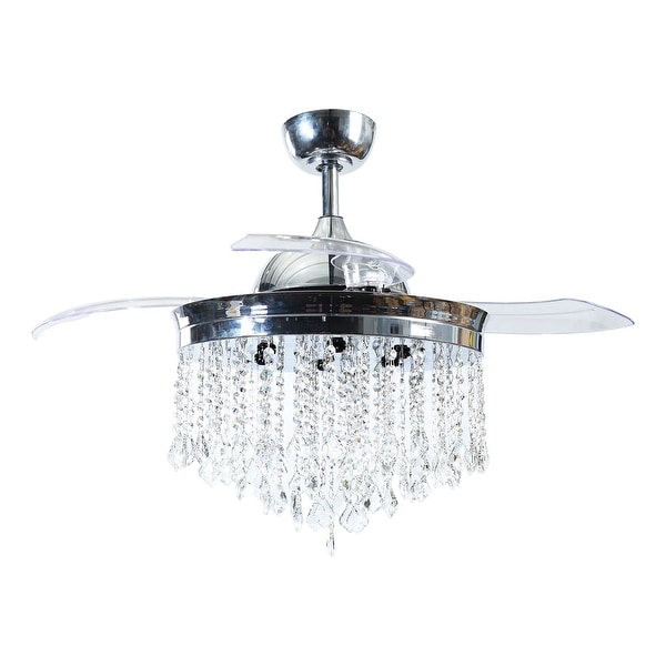Silver Orchid Shearer 3-blade 42-inch Chrome/Crystal Ceiling Fan Chandelier