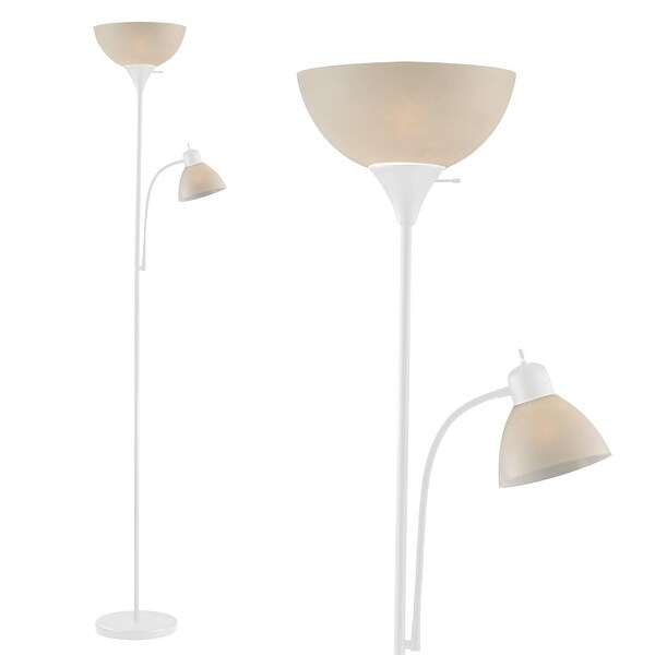 Adjustable Floor Lamp with Reading Light (White) - 72" x 12"