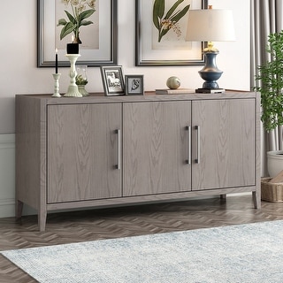 Storage Cabinet Sideboard Wooden Cabinet with 3 Metal handles and 3 Doors