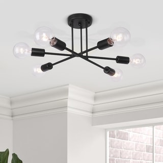 6 - Light Modern Metal Black Sputnik Semi-Flush Mount Ceiling Light