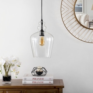 SAFAVIEH Lighting Catlen Glass LED Adjustable Pendant - 9" W x 9" L x 17-89" H