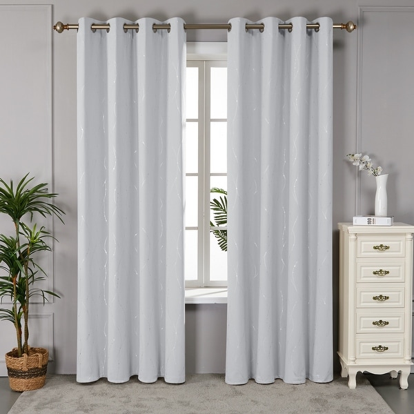 Deconovo Mix & Match Silver Print Blackout and Bronze Print Sheer Curtains (4 Panel)