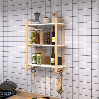 3 Tiers Wall Mount Open Bookshelf Furniture with Solid Wood Frame