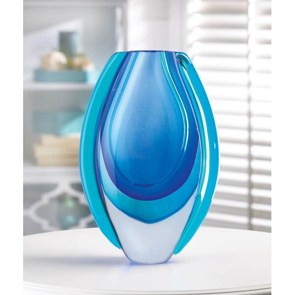 Azure Blue Art Glass Vase