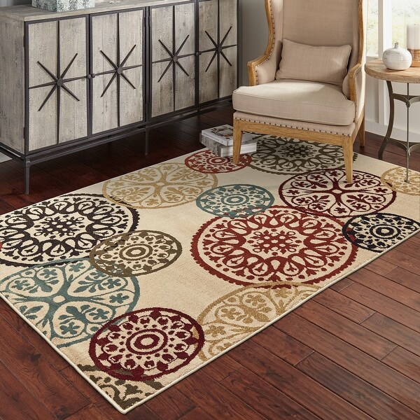 Copper Grove Rovinj Floating Medallion Beige and Multicolored Area Rug