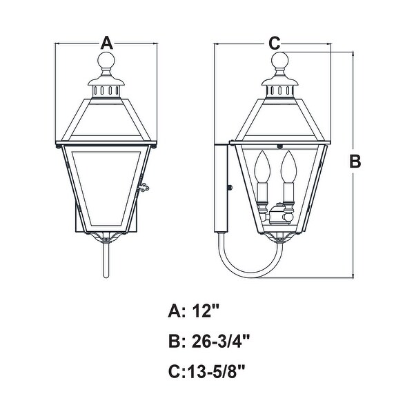 Nottingham 3 Light Black Empire Outdoor Wall Lantern Clear Glass - 12-in W x 26.75-in H x 13.75-in D
