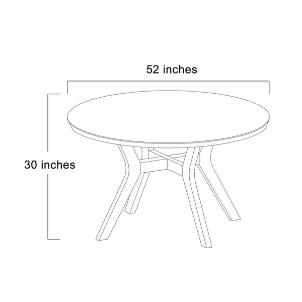 52 Inches Round Solid Wood Dining Table for 4-6 People - L52"xW52"xH30"