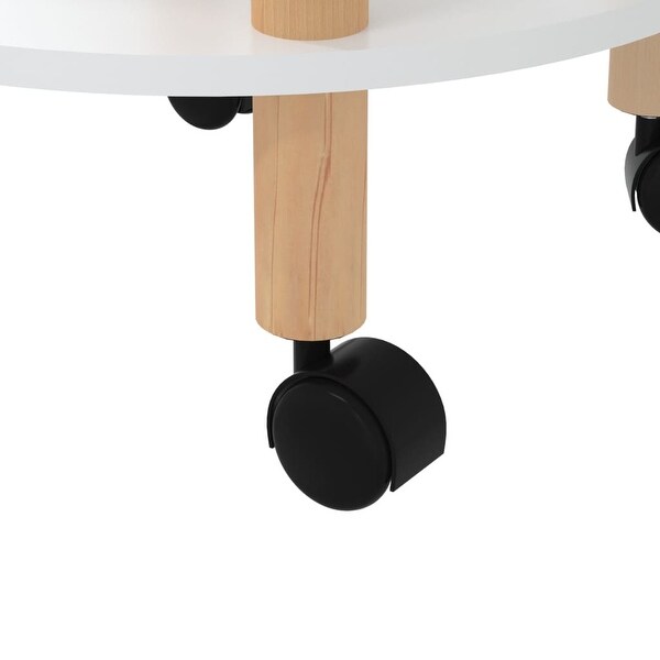 vidaXL 3-Tier Rolling Cart Utility Cart with Wheels Trolley Solid Wood Pine - 15" x 15" x 32.3"