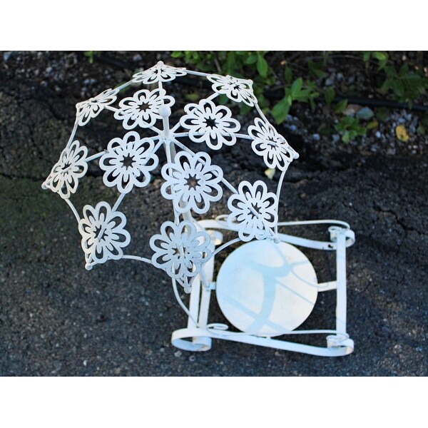 Antique Cream White Iron Plant Stand