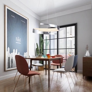 Contemporary Silver LED Circular Spiral Chandelier - 13.77" x 17.71" x 17.71"