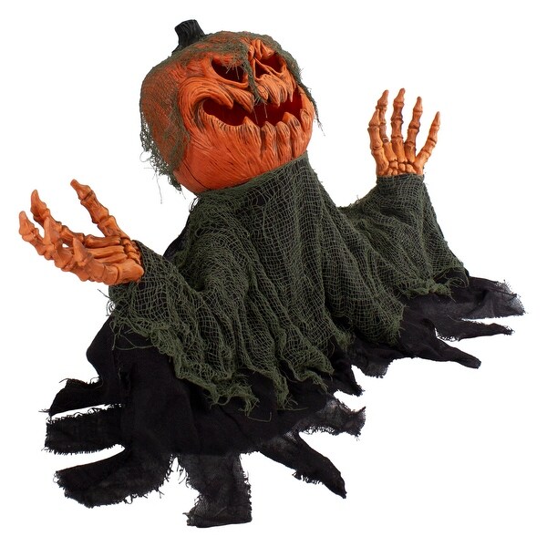 30" Black and Orange Animated Pumpkin Halloween Decoration