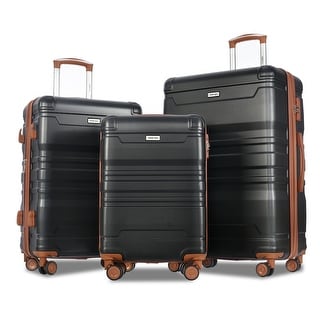 3Pcs Luggage Sets ABS Hardshell Durable Suitcase Sets with Spinner Wheels and TSA Lock