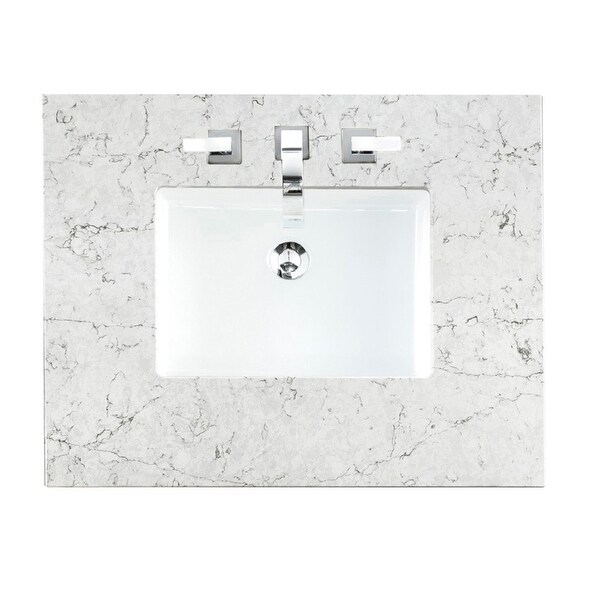James Martin Addison 45" Single Sink Bathroom Vanity Set, Mid-Century Acacia with 3 cm Eternal Jasmine Pearl Quartz Top
