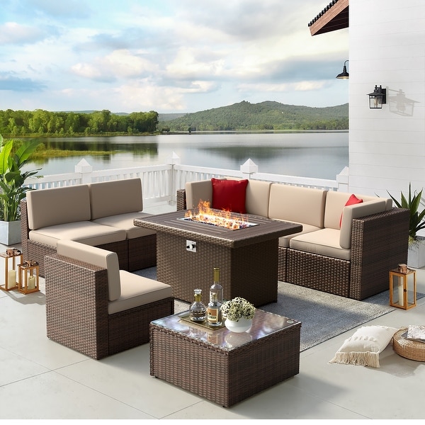 7PCS Outdoor Sectional Sofa Set，Patio conversation set