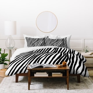 Georgiana Paraschiv Diagonal Stripes Black Duvet Cover Set