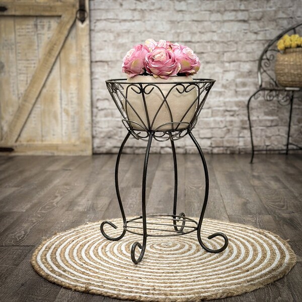 Rustic Arrow Wrought Iron Round Planter - 12L x 12W x 19.5H