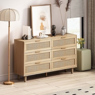 Modern 6 drawers Rattan dresser Rattan Drawer