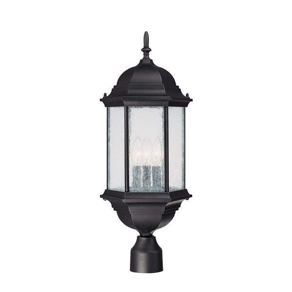 Main Street 3-light Black Outdoor Post Lantern