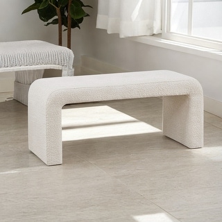Modern Contemporary Cream Waterfall Upholstered Bench for Bedroom And Entryway