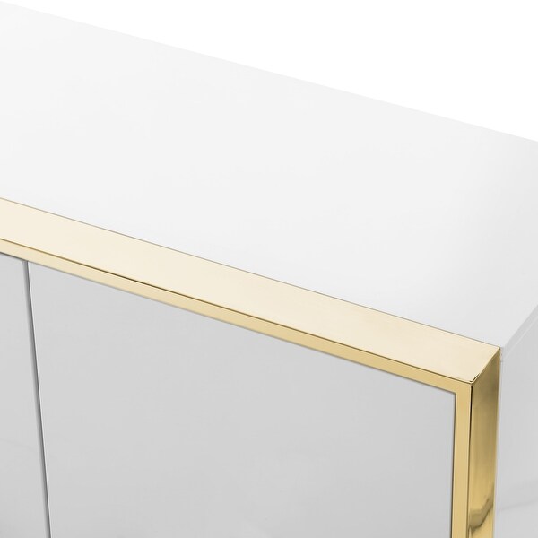 Kaipo 4 Door Sideboard Buffet Stainless Steel Handle and Base