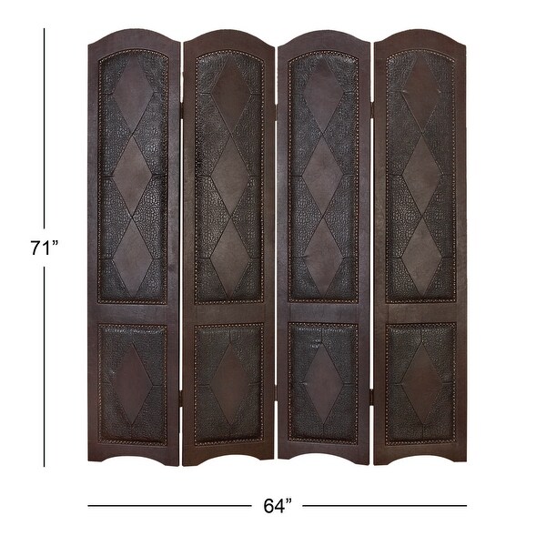 Brown MDF Traditional Room Divider Screen 71 x 64 x 1 - 17 x 72