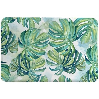 Flourishing Shades Of Green Palms Memory Foam Rug