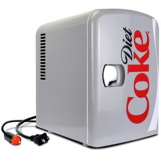 Coca-Cola 4L Cooler/Warmer w/ 12V DC and 110V AC Cords, 6 Can Portable Mini Fridge