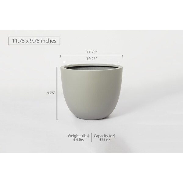 Indoor/Outdoor Large Nordic Minimalist Fiberstone Lightweight Round Planter Pot - 17, 14, 11 inch Matte Finish