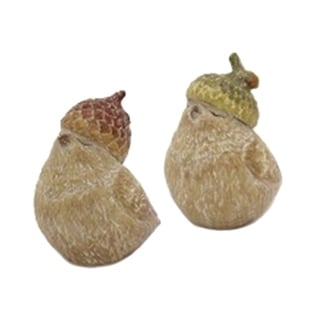 Harvest Bird with Acorn Hat Figurine (Set of 6)