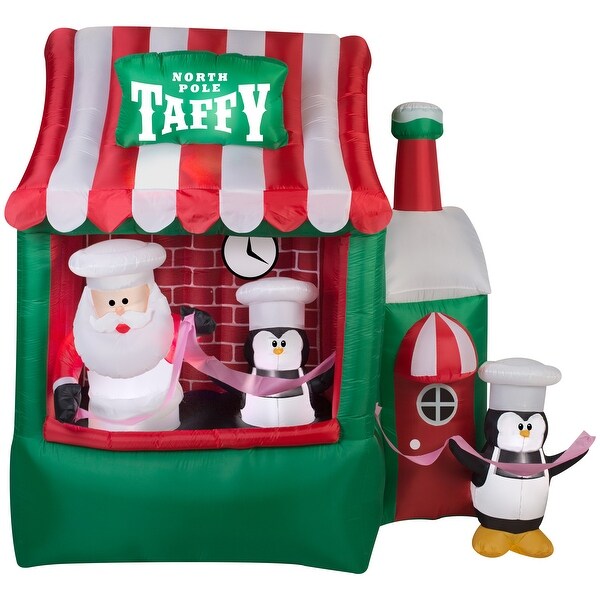Gemmy Animated Christmas Airblown Inflatable North Pole Taffy Stand, 7 ft Tall, Multicolored