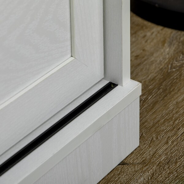 HOMCOM Farmhouse Coffee Bar Cabinet, Kitchen Sideboard, Buffet Cabinet with Sliding Barn Door and 3 Storage Drawers, Dark Grey