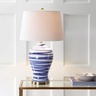 Dip 29" Ceramic LED Table Lamp, Blue/White by JONATHAN Y