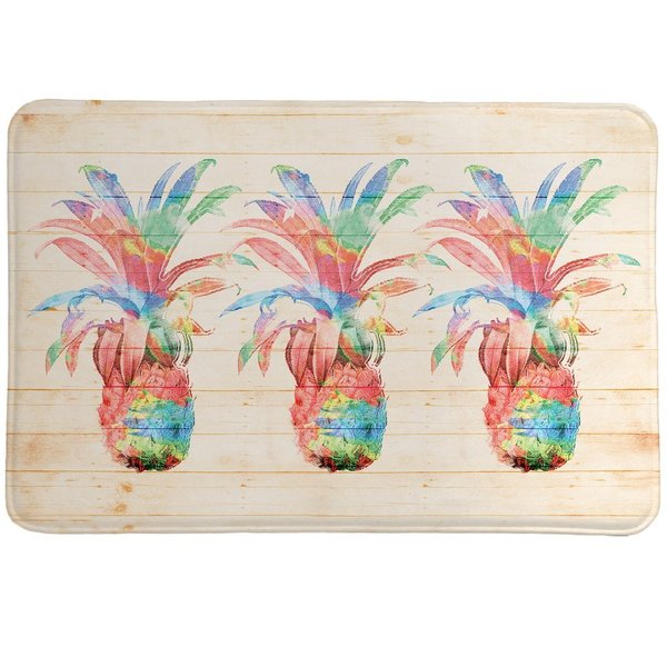 Laural Home Watercolor Pineapples Memory Foam Rug