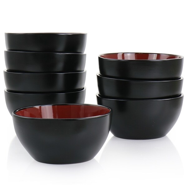 6 Inch Stoneware Bowl 8 Piece Set in Ruby