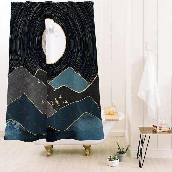 Nature Magick Blue Marble Mountains Moon Made to Order Shower Curtain 71" x 74" with Liner