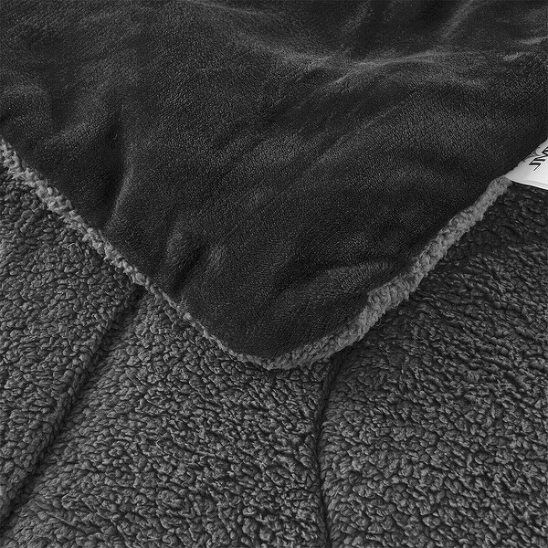 3 Piece Sherpa 2 Shams Thick Warm Soft Bedding King Black