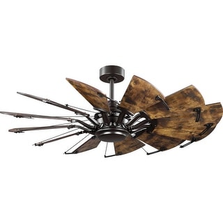 Springer Collection 52-Inch 12-Blade Architectural Bronze DC Motor Farmhouse Windmill Ceiling Fan - 52 in x 52 in x 17.375 in