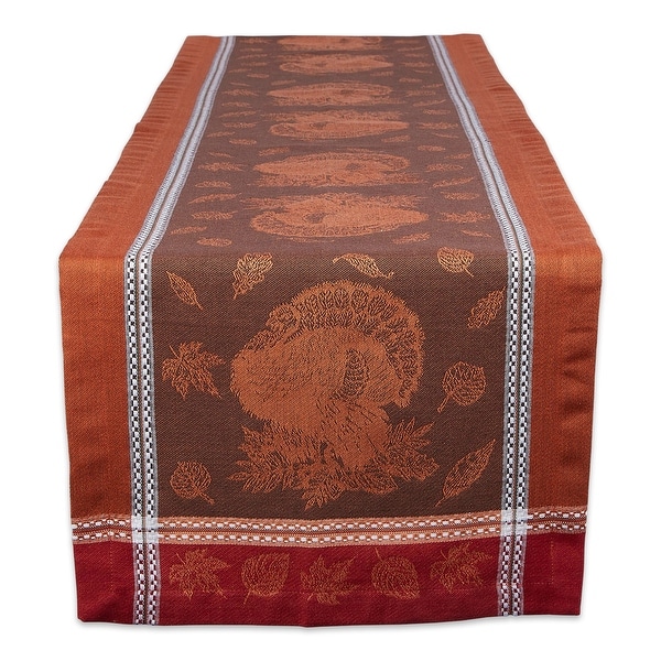 14" x 108" Red Orange Harvest Feast Jacquard Decorative Table Runner