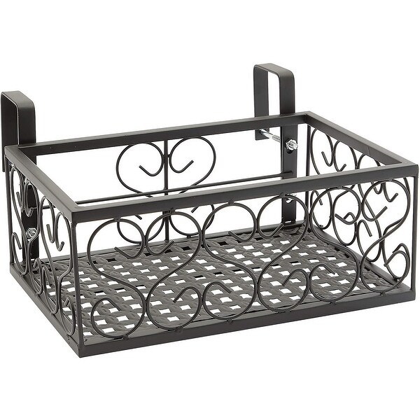 Metal Hanging Planters for Outdoor Deck, Railing, Patio (Black, 2 Sizes, 2 Pack)