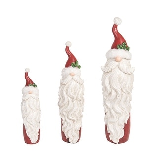 Transpac Resin 15.75 in. Multicolored Christmas Bearded Santas Set of 3