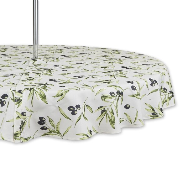 Olives Print Outdoor Tablecloth with Zipper, 60 Round