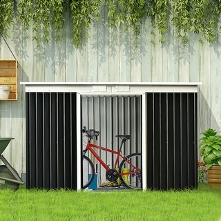 Outsunny 9' x 4' Outdoor Rust-Resistant Metal Garden Vented Storage Shed with Spacious Layout & Durable Construction